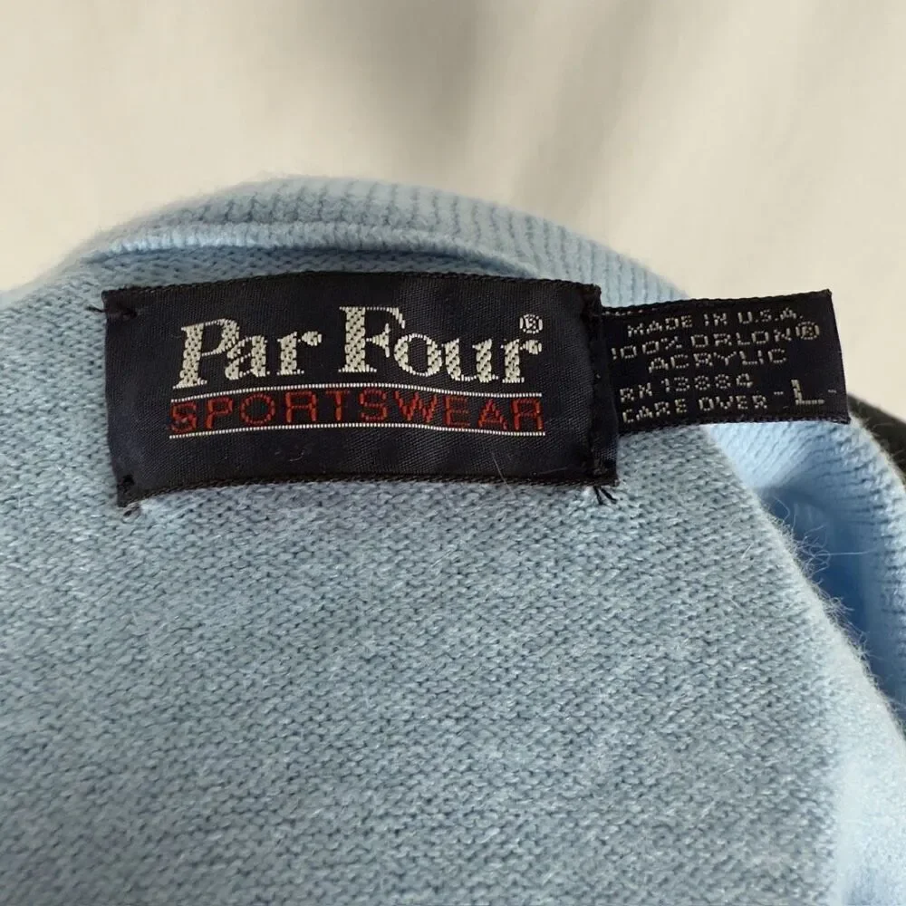 Vintage Par Four Golf‎ Baby Blue V-Neck Sweater - Men’s L